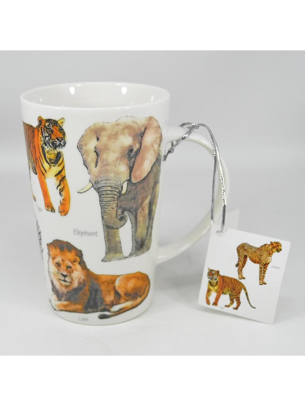 Kent Pottery African Animal Latte Mug Elephant Giraffe Cheetah Tiger Lion Zebra